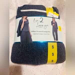 Live 2 Lounge✨🖤🩶Women's 3-Piece Textured Lounge Set - Navy